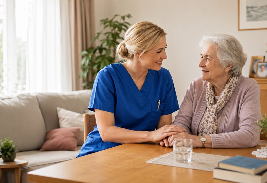 Pflegekraft von eva-care im Pflegeeinsatz zuhause